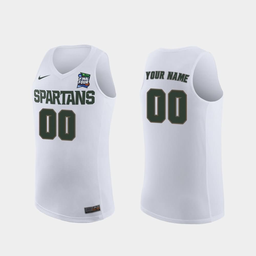 Men's Michigan State Spartans #00 Custom NCAA Nike Authentic White 2019 Final-Four College Stitched Basketball Jersey TG41B47QR